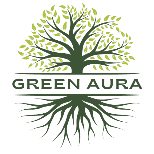 Logo Green Aura com efeito flutuante